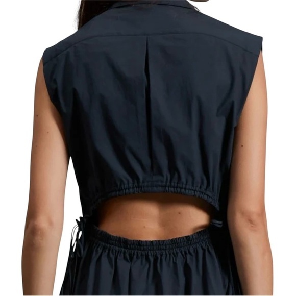 Rag & Bone Soraya 100% Cotton Cut Out Midi Dress in Navy Blue Size Large - Picture 3 of 16